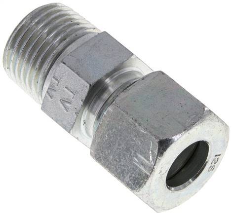 Racor de corte recto de acero galvanizado 12S y R1/2'' con rosca macho 630 bar ISO 8434-1