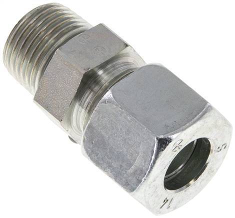 14S y R1/2'' Racor de corte recto de acero galvanizado con rosca macho 630 bar ISO 8434-1