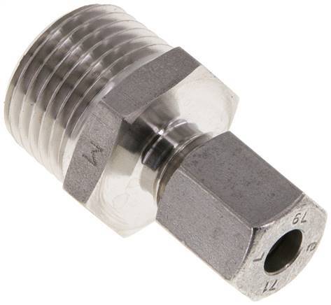 Racor de corte recto de acero inoxidable 6L y R1/2'' con rosca macho 315 bar ISO 8434-1