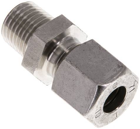 Racor de corte recto de acero inoxidable 8L y R1/4'' con rosca macho 315 bar ISO 8434-1