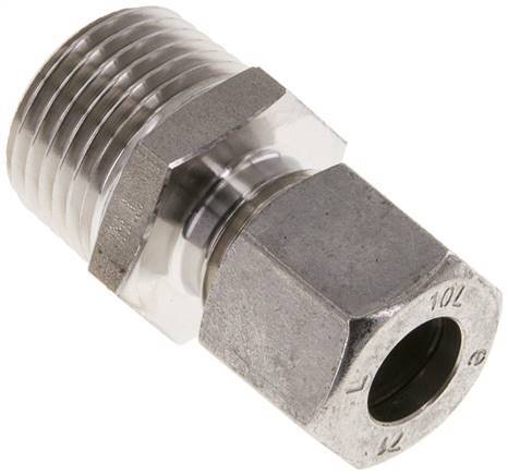 Racor de corte recto de acero inoxidable 10L y R1/2'' con rosca macho 315 bar ISO 8434-1