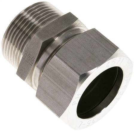 Racor de corte recto de acero inoxidable 35L y R1-1/4'' con rosca macho 160 bar ISO 8434-1