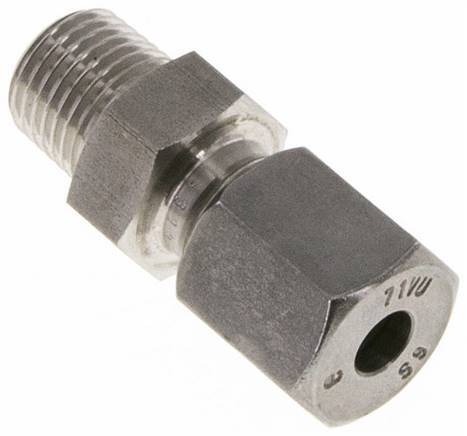 Accesorio de corte recto de acero inoxidable 6L y R1/4'' con rosca macho 630 bar ISO 8434-1