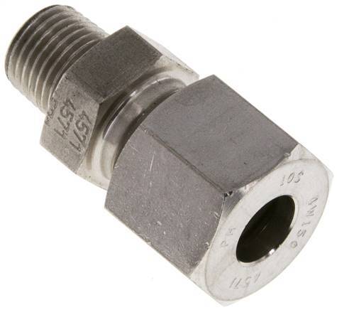 Racor de corte recto de acero inoxidable 10L y R1/4'' con rosca macho 630 bar ISO 8434-1