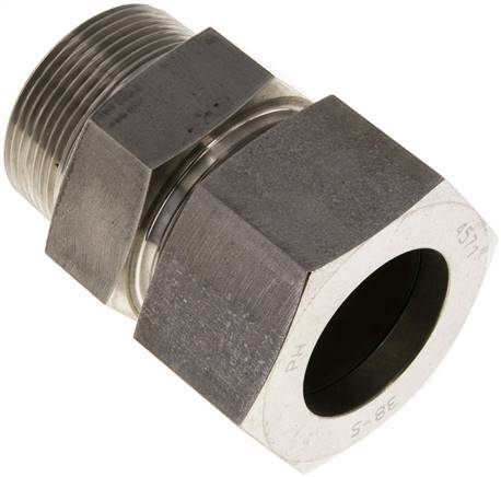 Racor de corte recto de acero inoxidable 38L y R1-1/2'' con rosca macho 315 bar ISO 8434-1