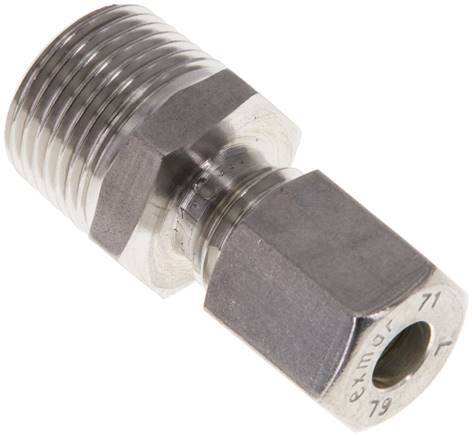 6L & R3/8'' Stainless Steel Straight Compression Fitting with Male Threads 315 bar ISO 8434-1