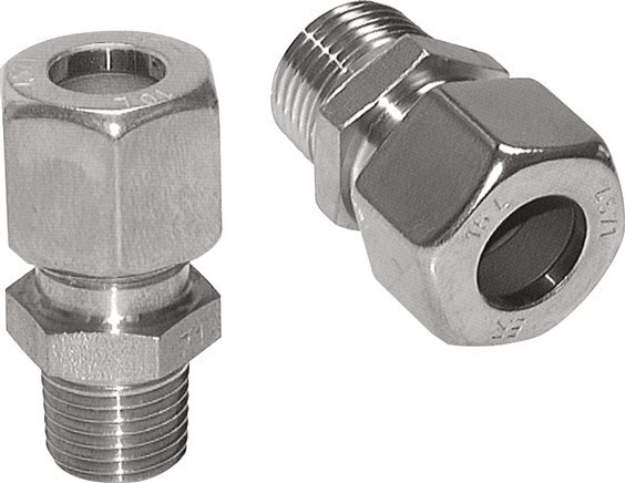 8L & R1/4'' Stainless Steel Straight Compression Fitting with Male Threads 315 bar ISO 8434-1