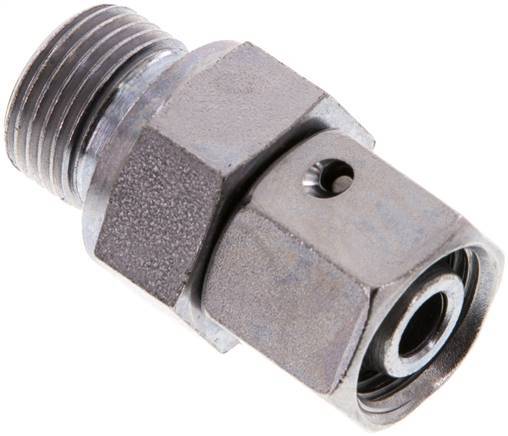 10L & G3/8'' Acier zingue Raccord tournant droit avec filetage mâle 315 bar Joint torique NBR Cône d'etancheite Ajustable ISO 8434-1