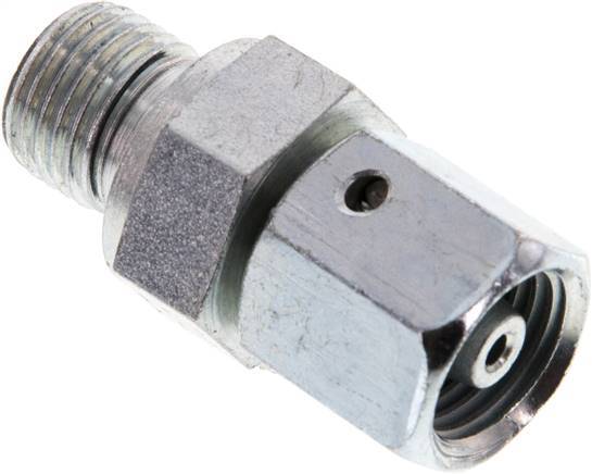 6S & G1/4'' Acier zingue Raccord tournant droit avec filetage mâle 630 bar Joint torique NBR Cône ajustable ISO 8434-1