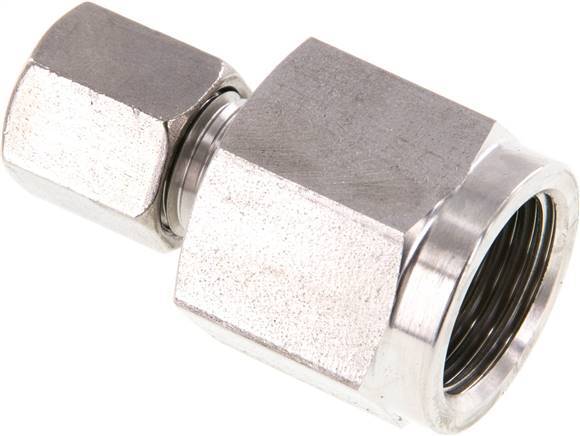 Accesorio de corte recto de acero inoxidable 6S y G1/2'' con rosca hembra para manómetros de 630 bar ISO 8434-1