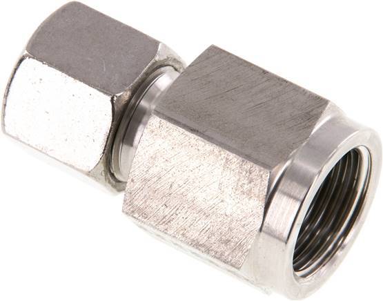 Racor de corte recto de acero inoxidable 10S y G1/2'' con rosca hembra para manómetros de 630 bar ISO 8434-1