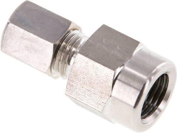 6L & G1/4'' Stainless Steel Straight Compression Fitting with Female Threads for Pressure Gauges 315 bar ISO 8434-1