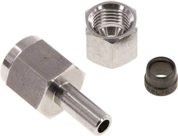 Emerillon droit en acier inoxydable 8L & G1/4'' avec filetage femelle pour manomètres 315 bar ISO 8434-1