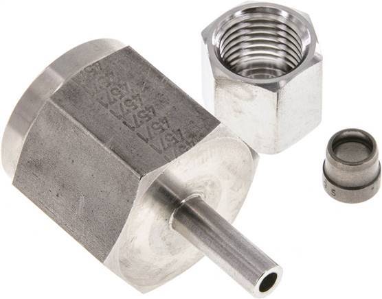 6S & G1/2'' Stainless Steel Straight Swivel with Female Threads for Pressure Gauges 630 bar ISO 8434-1