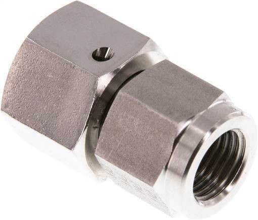 12L & G1/4'' Stainless Steel Straight Swivel with Female Threads for Pressure Gauges 315 bar FKM Sealing Cone ISO 8434-1