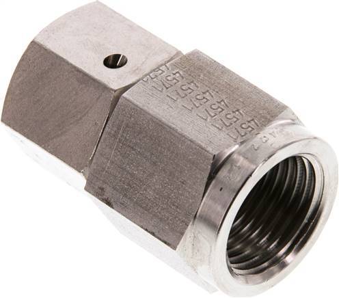 12S & G1/2'' Stainless Steel Straight Swivel with Female Threads for Pressure Gauges 630 bar FKM Sealing Cone ISO 8434-1