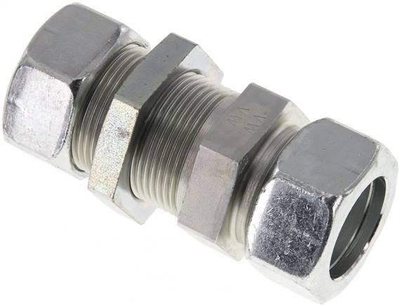 28L Zink plated Steel Straight Cutting Fitting Bulkhead 160 bar ISO 8434-1