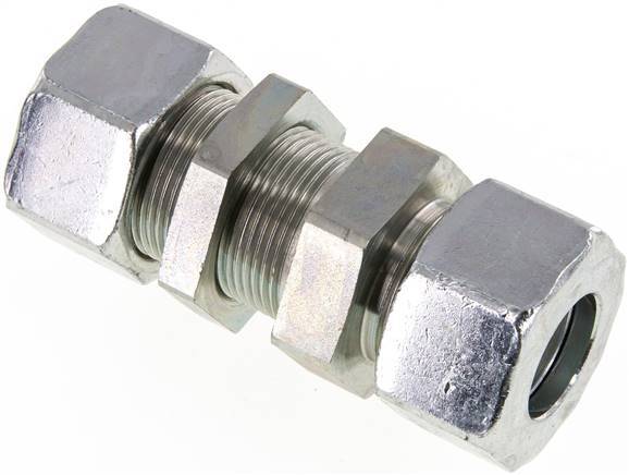 25S Zink plated Steel Straight Cutting Fitting Bulkhead 400 bar ISO 8434-1