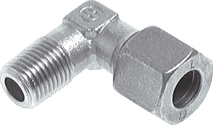 4LL & M6 (con) Zink plated Steel Elbow Cutting Fitting with Male Threads 100 bar ISO 8434-1