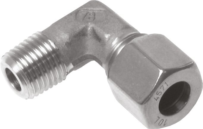 4LL & M8x1 (con) Raccord de coupe coude en acier inoxydable avec filets mâles 100 bar ISO 8434-1