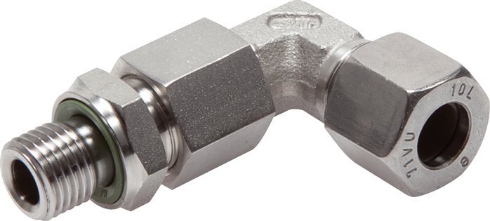 6L & M10x1 Stainless Steel Elbow Cutting Fitting with Male Threads 315 bar Adjustable ISO 8434-1