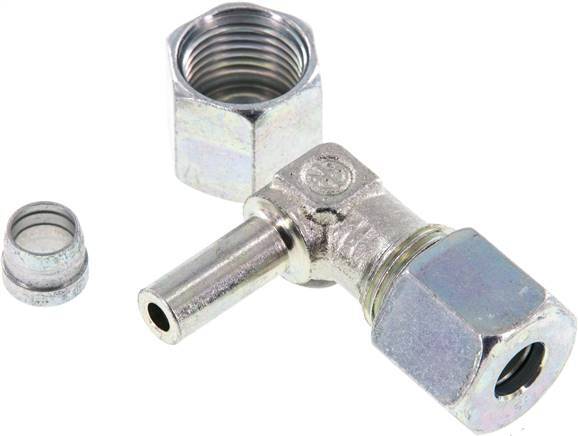 8S Zink plated Steel Elbow Cutting Fitting with Swivel 630 bar NBR Adjustable ISO 8434-1