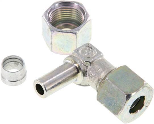 10S Zink plated Steel Elbow Cutting Fitting with Swivel 630 bar NBR Adjustable ISO 8434-1