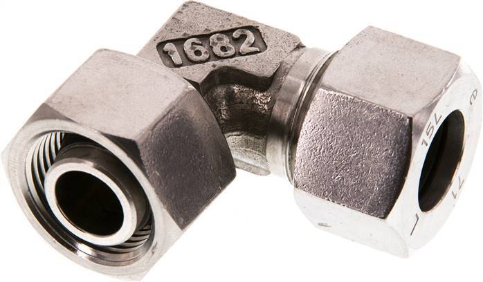 Accesorio de corte en codo de acero inoxidable 15L con rótula 315 bar FKM ajustable ISO 8434-1