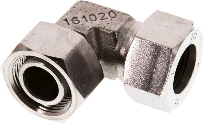 22L Stainless Steel Elbow Cutting Fitting with Swivel 160 bar FKM Adjustable ISO 8434-1