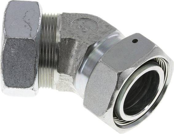 42L Acier zingué Raccord de coupe coudé 45deg avec pivot 160 bar Joint torique NBR Cône d'étanchéité réglable ISO 8434-1