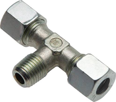 4LL & M8x1 (con) Zink plated Steel T-Shape Tee Cutting Fitting with Male Threads 100 bar ISO 8434-1