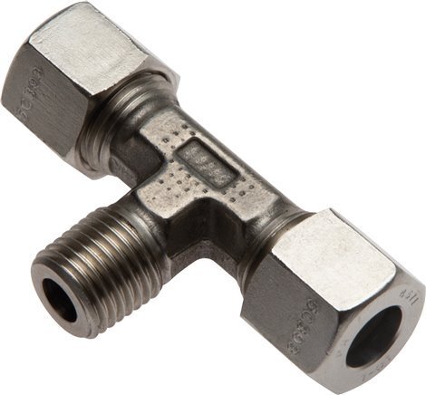 4LL & M8x1 (con) Stainless Steel T-Shape Tee Cutting Fitting with Male Threads 100 bar ISO 8434-1