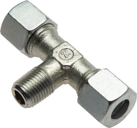Accesorio de corte en T de acero galvanizado 12L y R3/8'' con rosca macho 315 bar ISO 8434-1