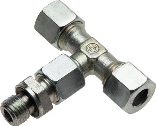 6L & M10x1 Zink plated Steel T-Shape Tee Cutting Fitting with Male Threads 315 bar Adjustable ISO 8434-1