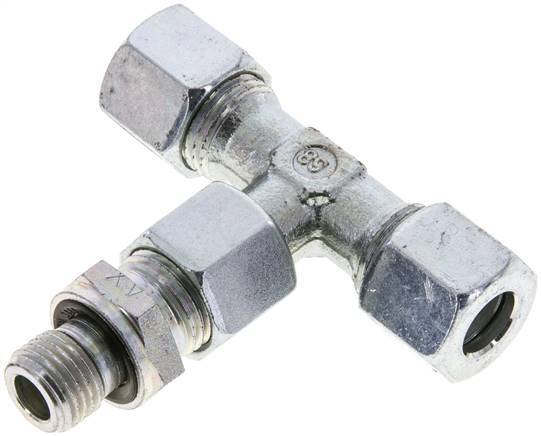 Accesorio de corte en T de acero galvanizado 10L y G1/4'' con rosca macho 315 bar ajustable ISO 8434-1