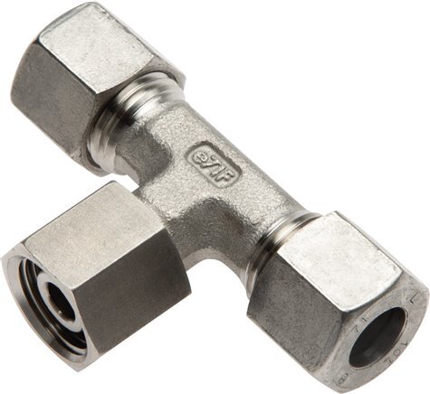 8L Stainless Steel T-Shape Tee Cutting Fitting with Swivel 315 bar FKM Adjustable ISO 8434-1