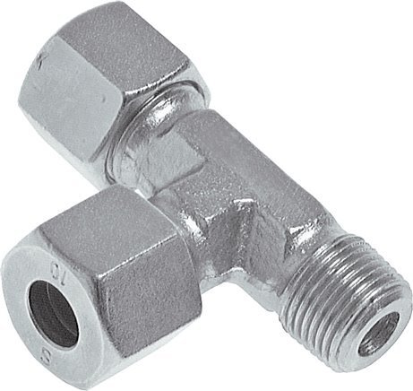 4LL & M8x1 (con) Zink Plated Steel Right Angle Tee Cutting Fitting with Male Threads 100 bar ISO 8434-1