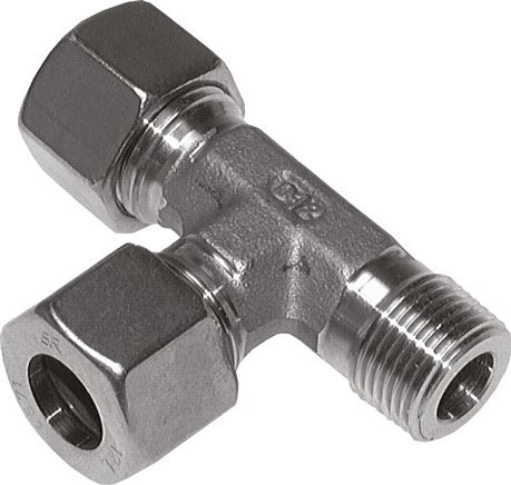 8LL & M10x1 (con) Stainless Steel Right Angle Tee Cutting Fitting with Male Threads 100 bar ISO 8434-1