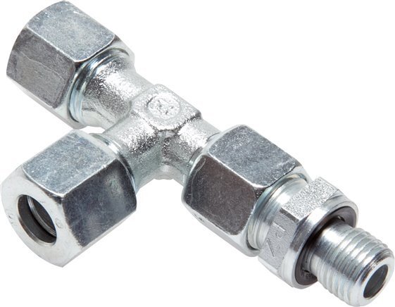 6L & M10x1 Zink Plated Steel Right Angle Tee Cutting Fitting with Male Threads 315 bar Adjustable ISO 8434-1