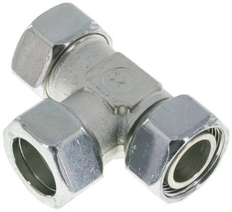 28L Acero Galvanizado Ángulo Recto Tee Corte Conector Con Giratorio 160 Bar Ajustable ISO 8434-1