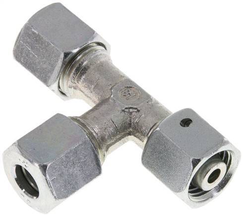 8L Zink Plated Steel Right Angle Tee Cutting Fitting with Swivel 315 bar NBR Adjustable ISO 8434-1