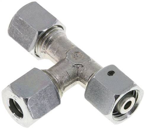 Racor de corte en T en ángulo recto de acero zincado 8L con rótula 315 bar NBR ajustable ISO 8434-1