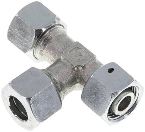 Racor de corte en T en ángulo recto de acero galvanizado 12L con rótula 315 bar NBR ajustable ISO 8434-1