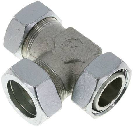 42L Acero Galvanizado En Zinc Conector En Ángulo Recto Tee De Corte Con Giratorio 160 Bar NBR Ajustable ISO 8434-1