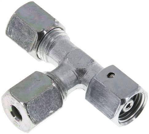 6S Zink Plated Steel Right Angle Tee Cutting Fitting with Swivel 630 bar NBR Adjustable ISO 8434-1