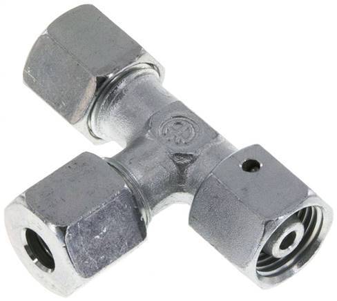 8S Zink Plated Steel Right Angle Tee Cutting Fitting with Swivel 630 bar NBR Adjustable ISO 8434-1