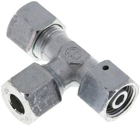 10S Acero Galvanizado En Zinc Ángulo Recto Tee Corte Accesorio Con Giratorio 630 Bar NBR Ajustable ISO 8434-1