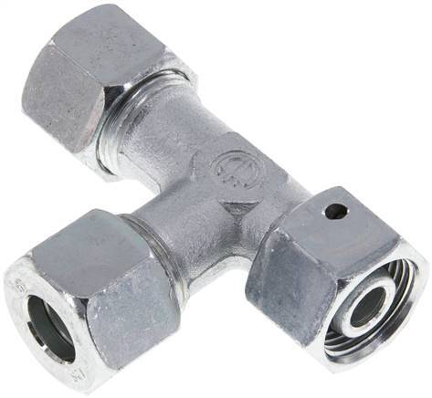 12S Zink Plated Steel Right Angle Tee Cutting Fitting with Swivel 630 bar NBR Adjustable ISO 8434-1