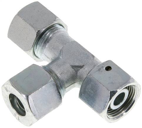 14S Zink Plated Steel Right Angle Tee Cutting Fitting with Swivel 630 bar NBR Adjustable ISO 8434-1