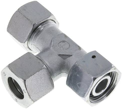 20S Zink Plated Steel Right Angle Tee Cutting Fitting with Swivel 400 bar NBR Adjustable ISO 8434-1